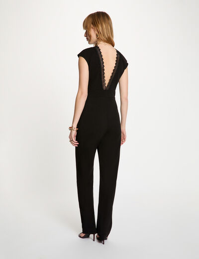 Combinaison dentelle col v noir femme