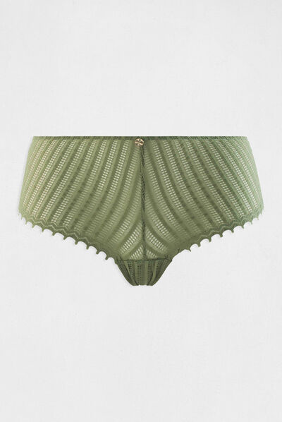Shorty en dentelle vert kaki femme