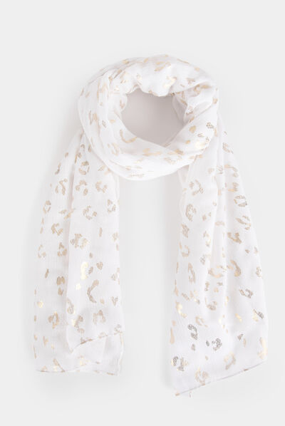 Foulard imprimé animalier blanc femme