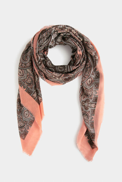 Foulard imprimé cachemire orange femme