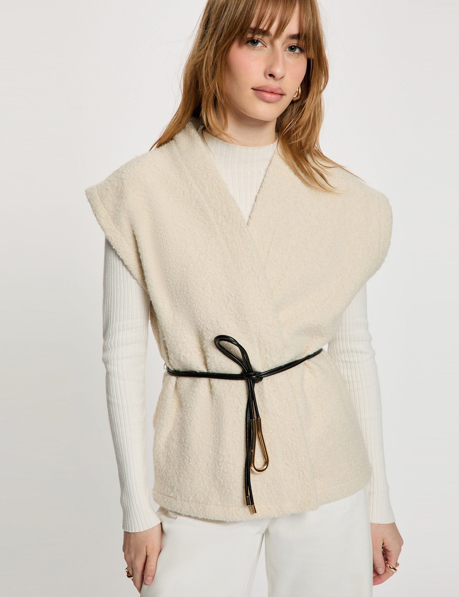 Veste sans manches ivoire femme