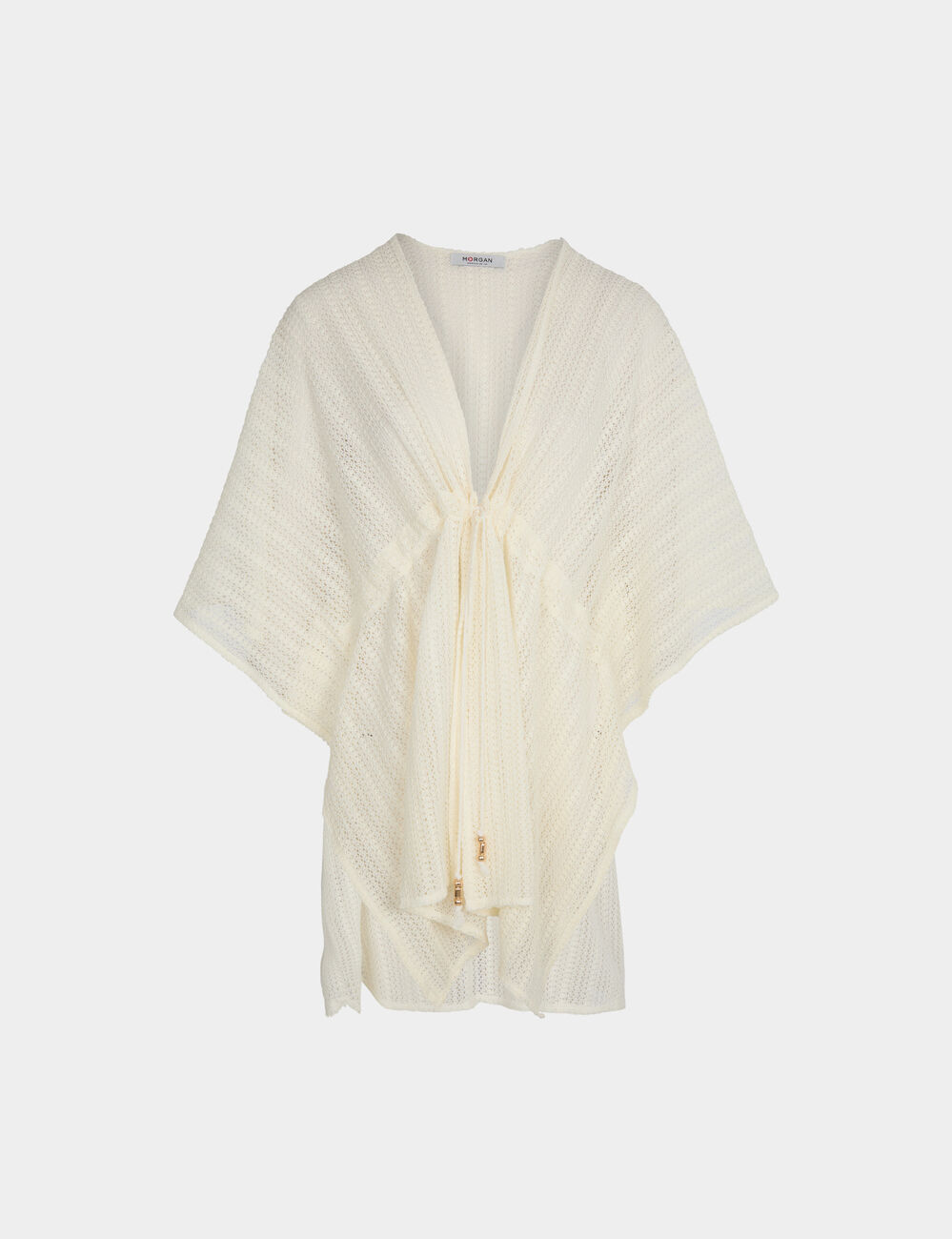 Poncho col v blanc femme