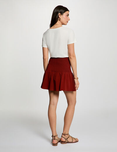 T-shirt col v manches courtes blanc femme