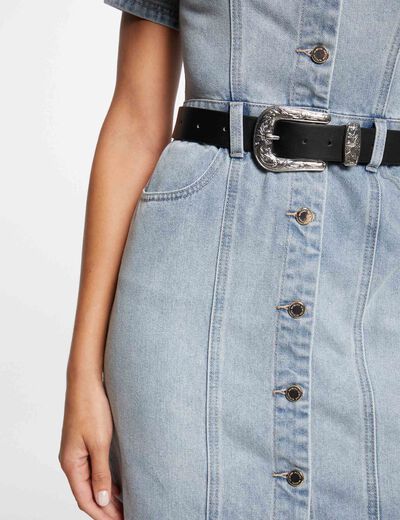 Robe courte ajust&eacute;e en jean jean bleached femme