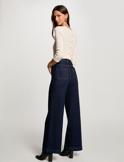 Pull col rond manches 3/4 ivoire femme