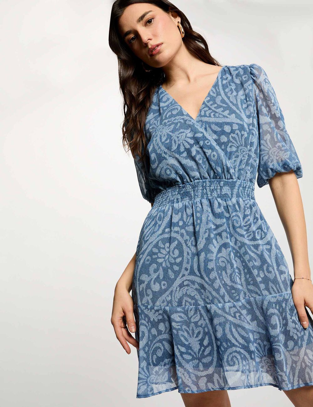 Robe courte cache coeur multicolore femme