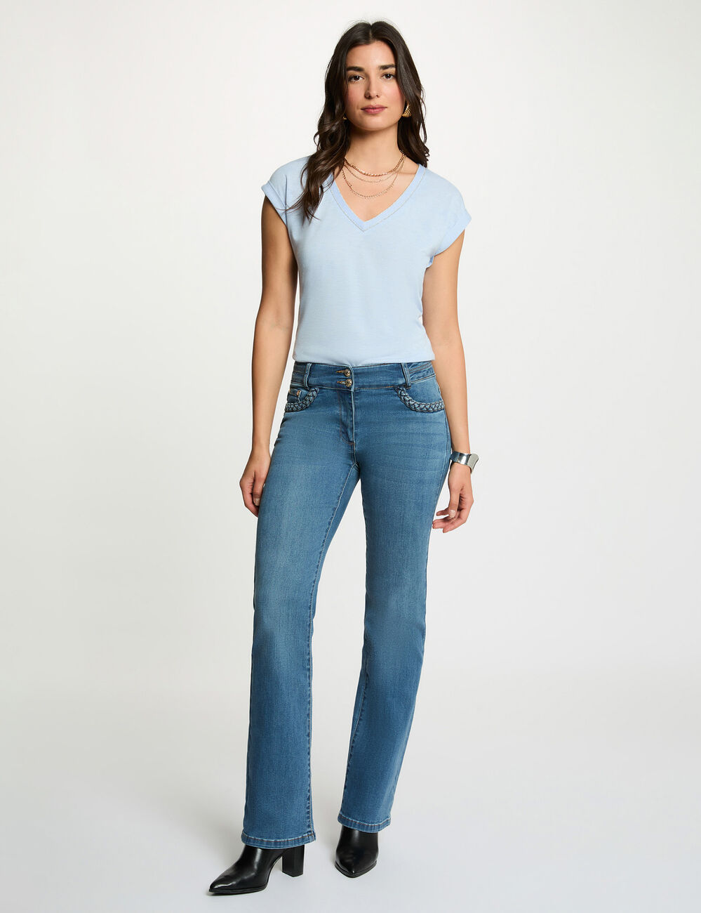 T-shirt manches courtes bleu ciel femme