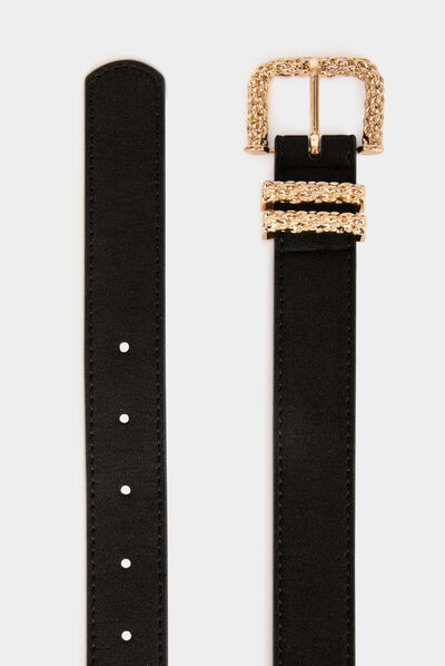 Ceinture à double passant noir femme