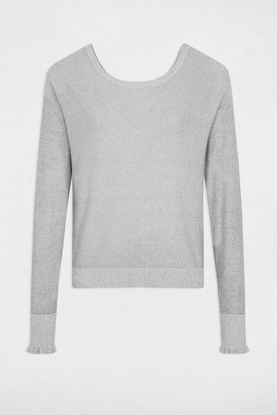 Pull manches longues avec boutons argente femme