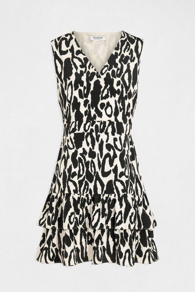 Robe cintrée à volants imprimé animalier multico femme