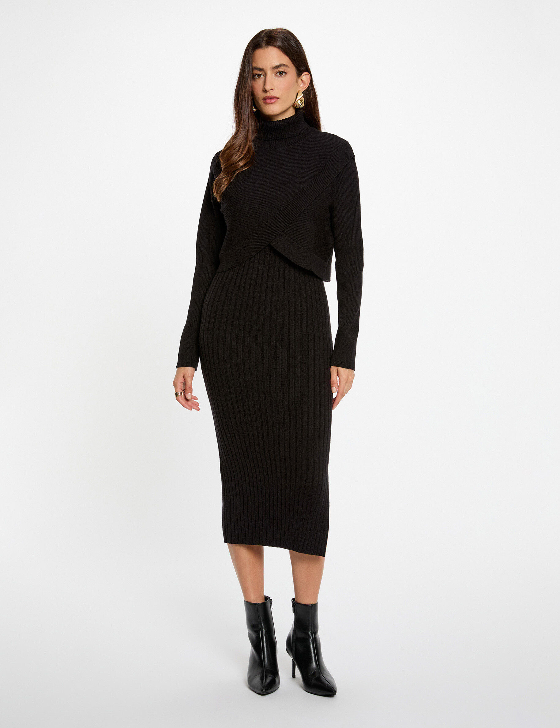 Robe ajustée col roulé femme