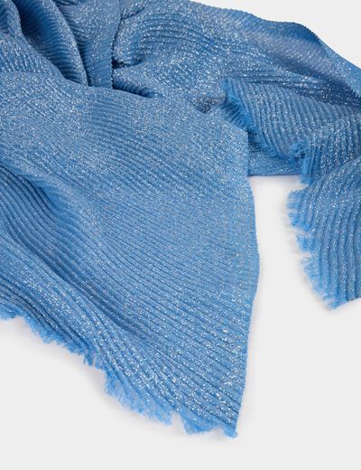 Foulard plissé fils métallisés bleu femme