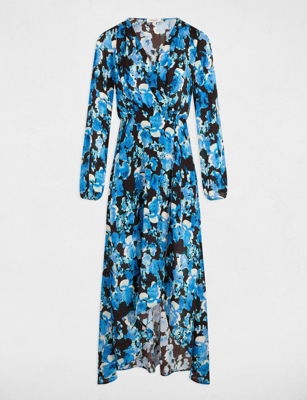 Robe longue cintr&eacute;e fluide multicolore femme