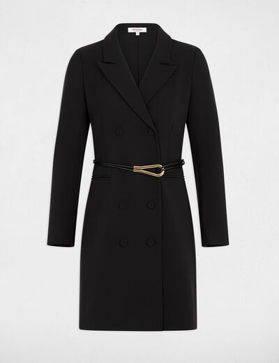 Robe courte col &agrave; revers noir femme