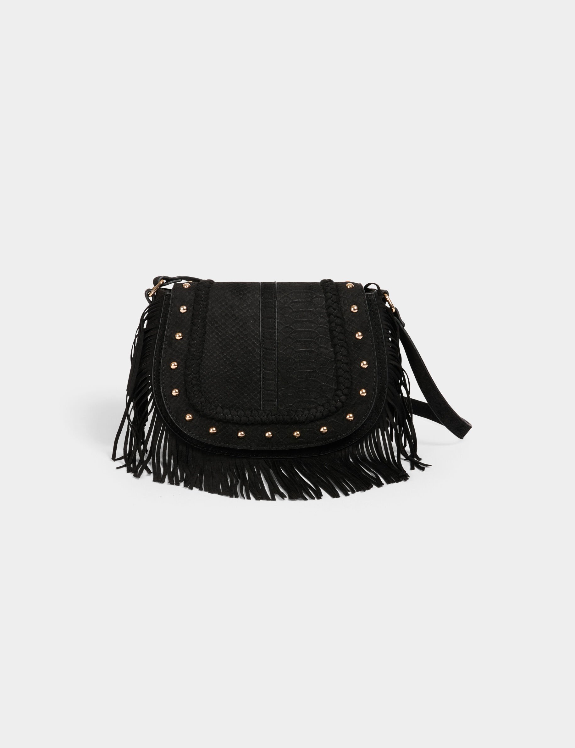 Sac besace croco à franges - Morgan - Modalova