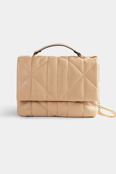 Sac pochette matelassé taupe femme