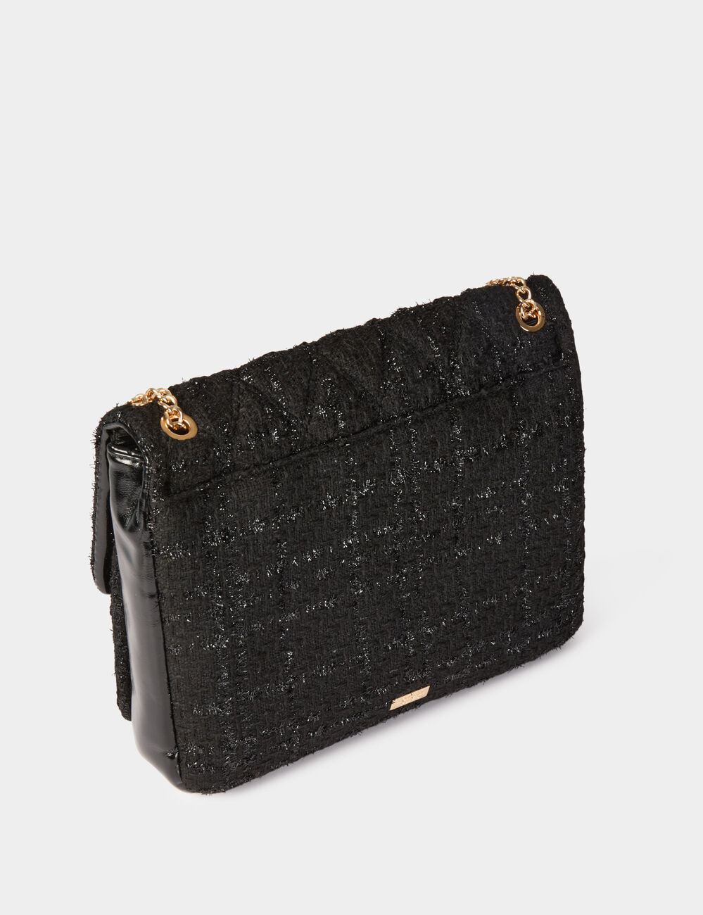 Sac tweed m&eacute;tallis&eacute; noir femme