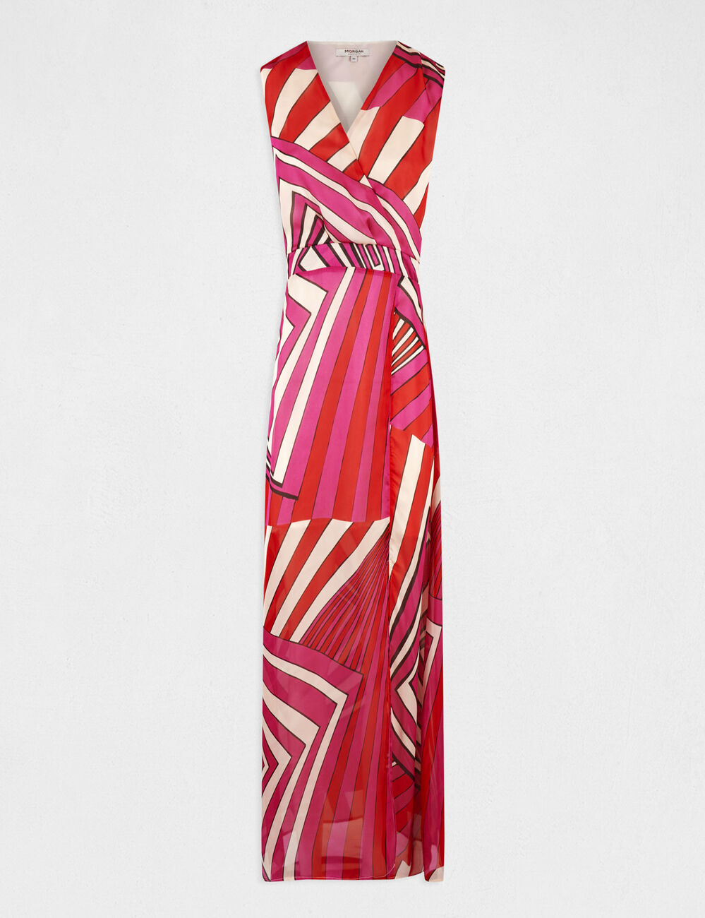 Robe longue cintr&eacute;e imprim&eacute; g&eacute;om&eacute;trique multico femme