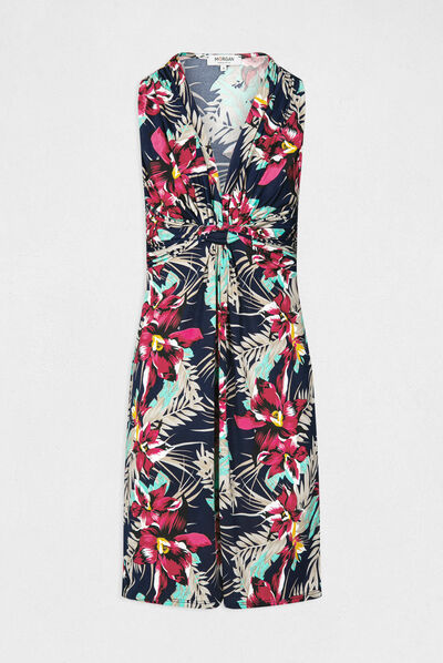 Robe droite imprimé floral marine femme
