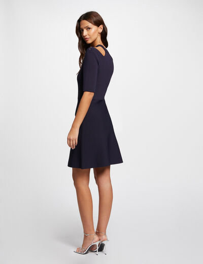 Robe tricot courte ajustée marine femme