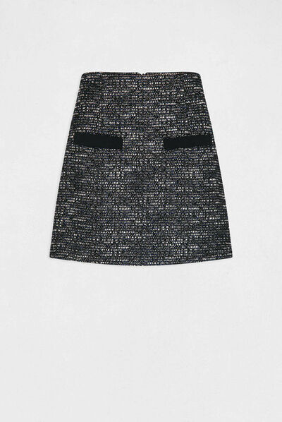 Jupe droite taille haute marine femme