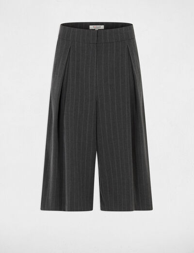 Bermuda taille haute ray&eacute; denim gris fonce femme