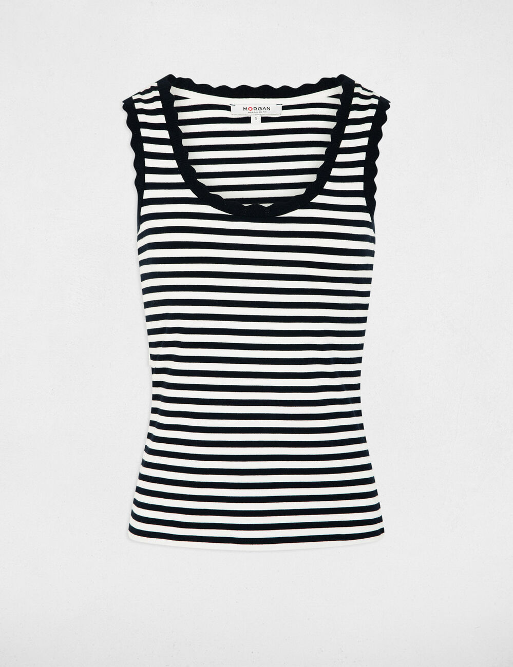 D&eacute;bardeur ray&eacute; col rond bleu marine femme