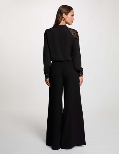 Chemise dentelle manches longues noir femme