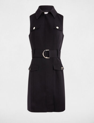 Robe courte cintrée ceinturée noir femme