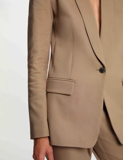 Veste courte col ch&acirc;le taupe femme