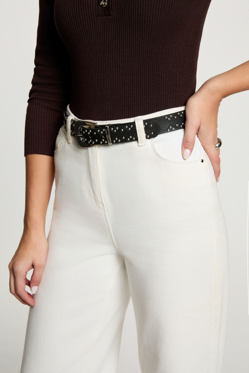 Ceinture fine clout&eacute;e noir femme