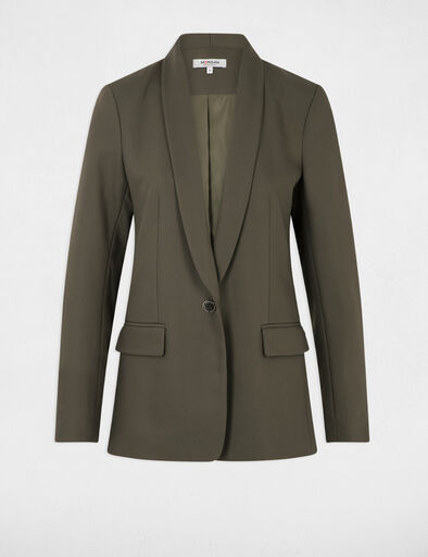 Veste courte col châle vert kaki femme