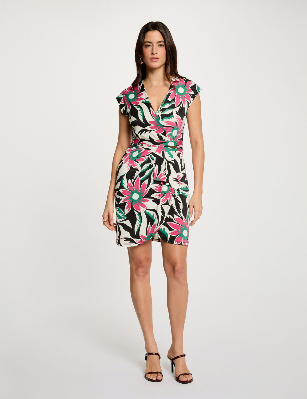 Robe courte cache coeur multicolore femme