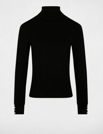 Pull col roul&eacute; noir femme