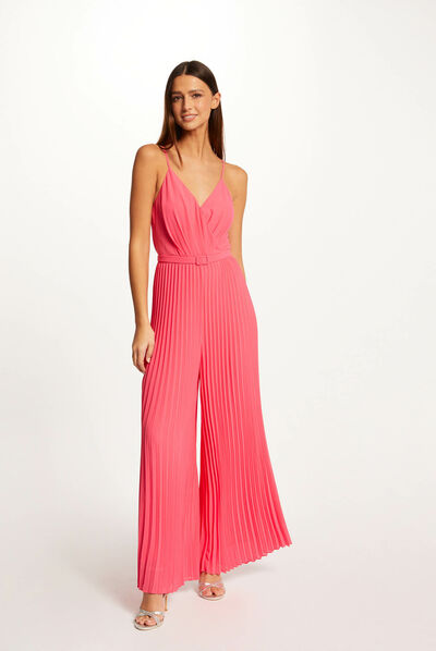 Combinaison large plissée avec dos nu rose femme