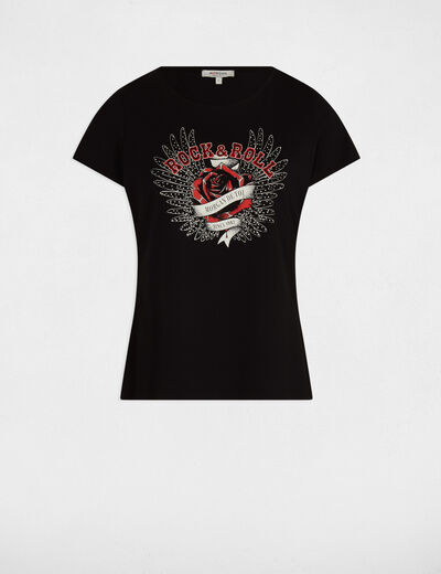 T-shirt à inscription noir femme