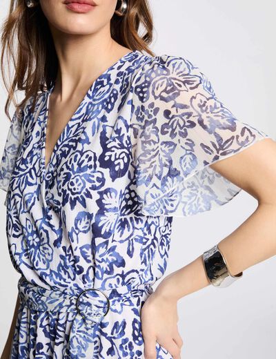 Robe courte droite imprimée multicolore femme
