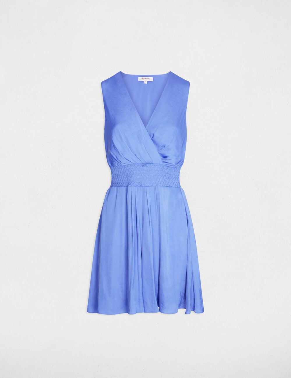Robe courte cache coeur bleu lavande femme