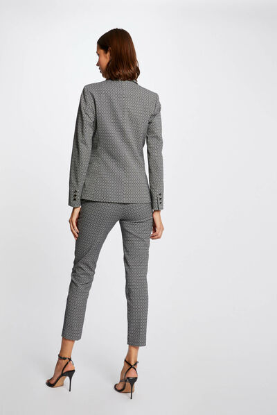 Veste droite imprimé géométrique marine femme