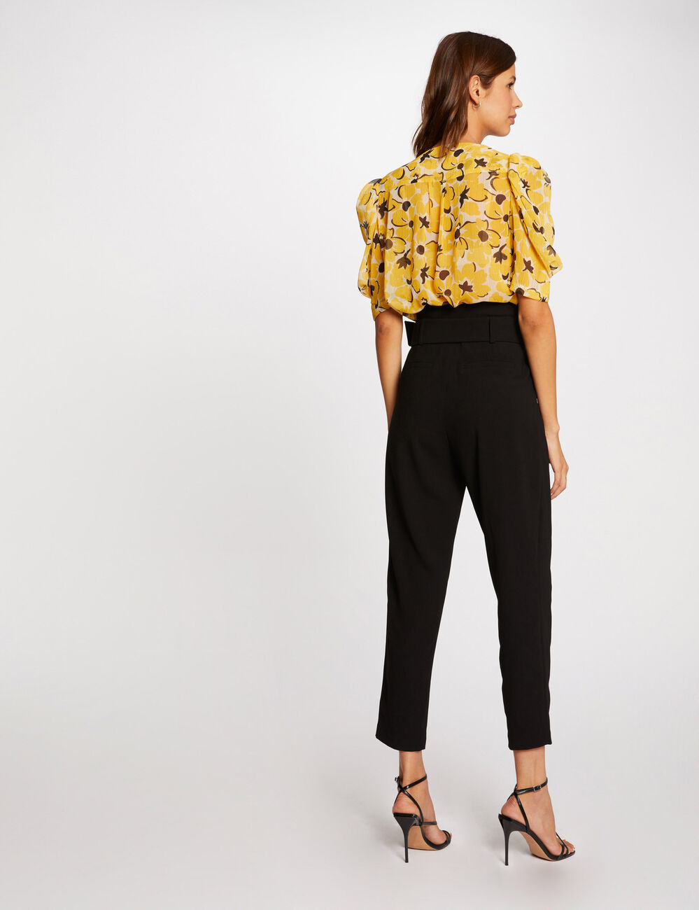 Pantalon paperbag 7/8&egrave;me noir femme