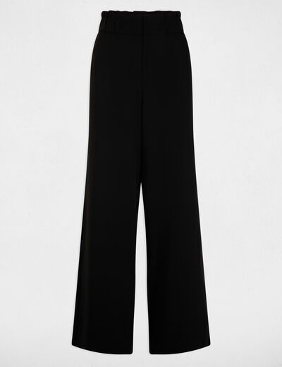 Pantalon large à fronces noir femme