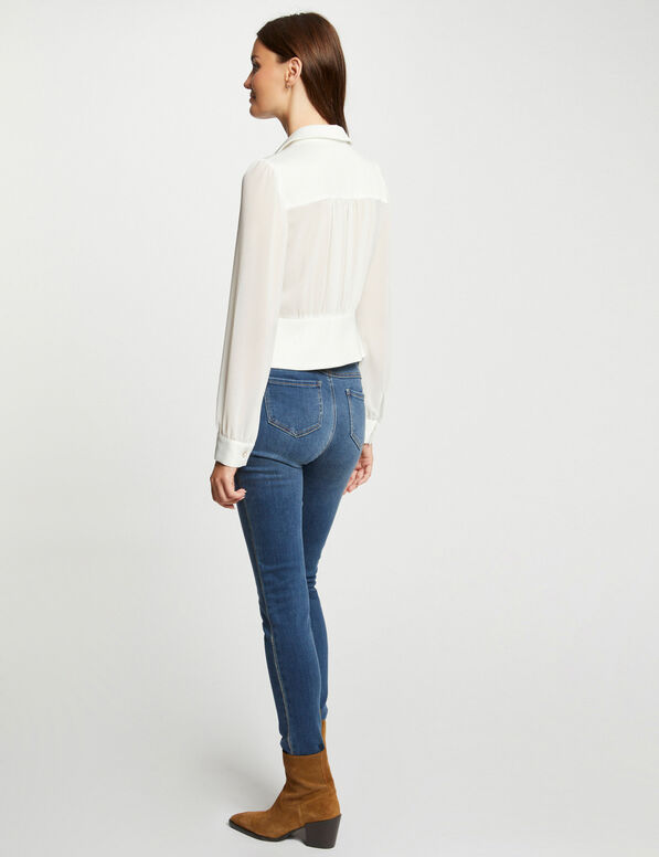 chemise manches longues avec plis ivoire femme Chemise manches longues avec plis ivoire femme