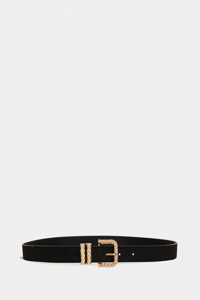 Ceinture à double passant noir femme
