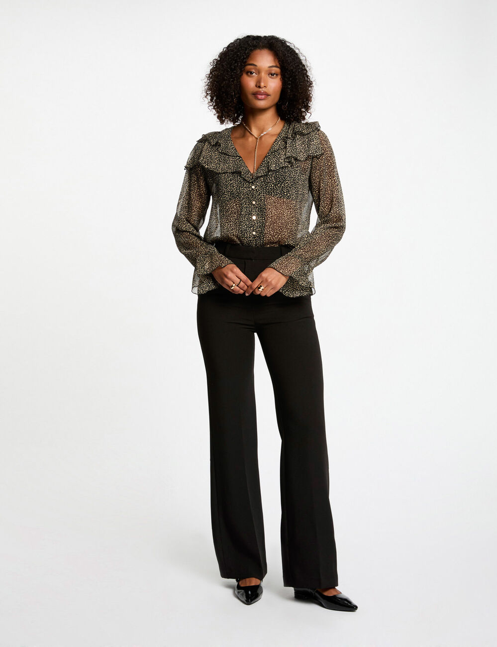 Chemise manches longues multicolore femme