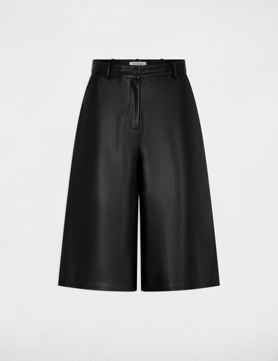 Bermuda large taille haute noir femme