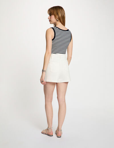D&eacute;bardeur ray&eacute; col rond bleu marine femme