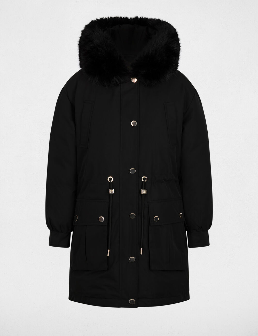 Parka col fourrure noir femme