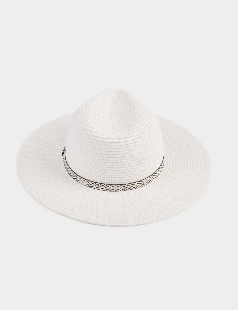 Chapeau paille graphique blanc femme
