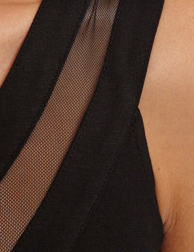 Haut en jersey et tulle noir femme