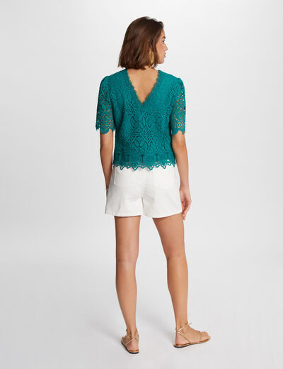 Blouse manches courtes vert moyen femme